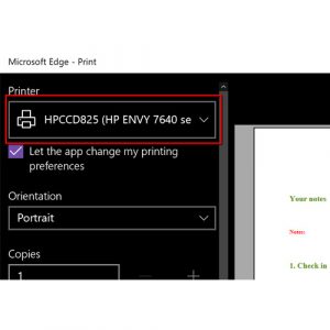Print download in MS Edge