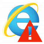 Internet Explorer image with warning sign
