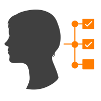 Icon of head with checklist